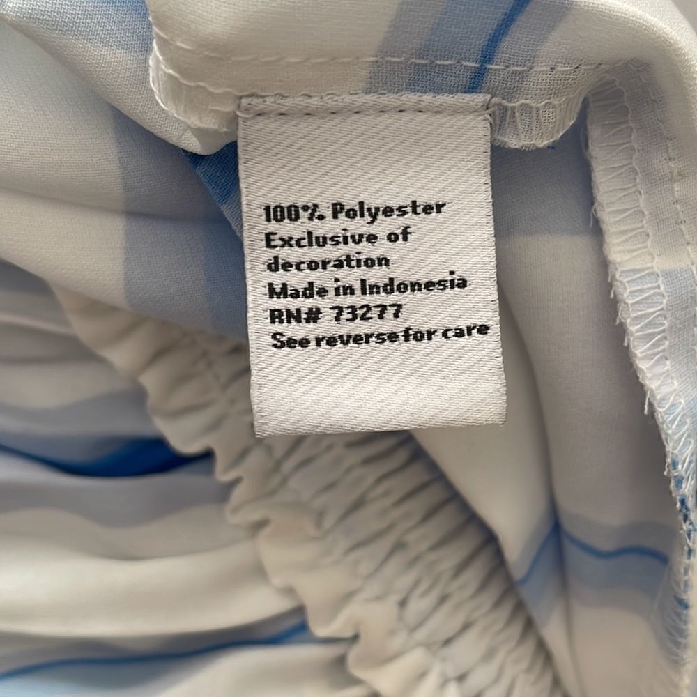 Nine West blue white accordion pleated shark bite hem high neck midi dress NEW - Picture 11 of 16